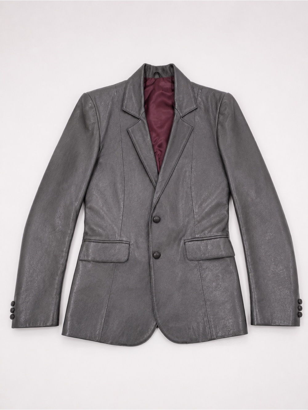 Vintage El Guante Grey Leather Blazer Jacket Women's XS/S Tailored Coat Ecuador